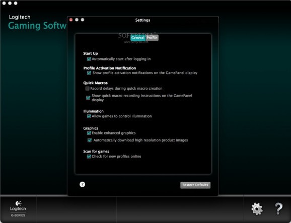 Logitech Gaming Software screenshot