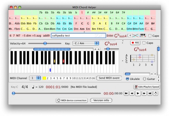 MIDI Chord Helper screenshot