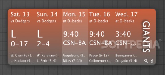 MLB Schedule Widget screenshot