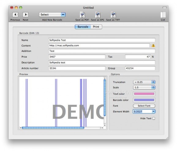 Mac Barcode Label screenshot