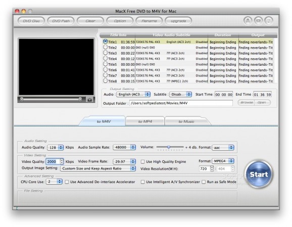 MacX Free DVD to M4V Converter screenshot