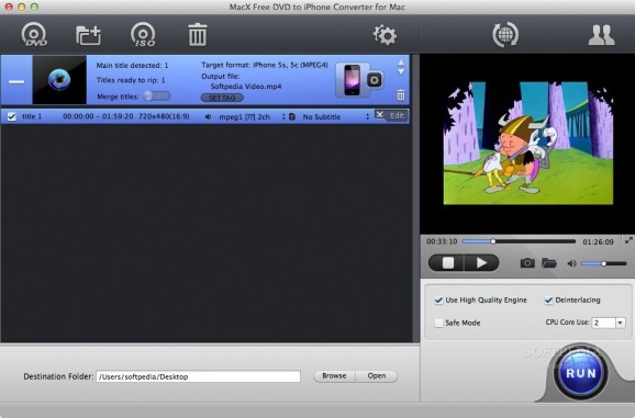MacX Free DVD to iPhone Converter screenshot