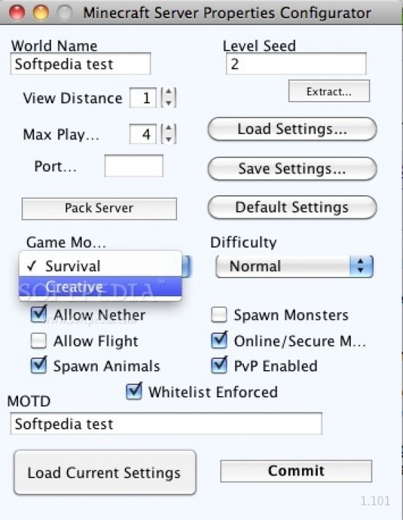Minecraft Server Properties Configurator screenshot