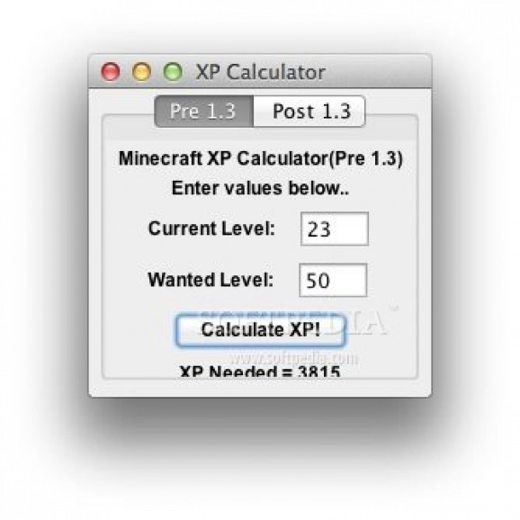 Minecraft XP Calculator screenshot