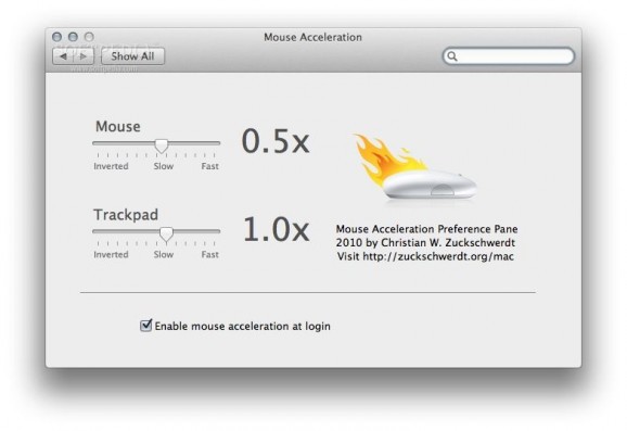 Mouse Acceleration PrefPane screenshot