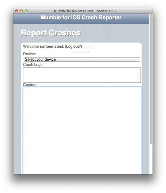 Mumble for iOS Beta Crash Reporter screenshot