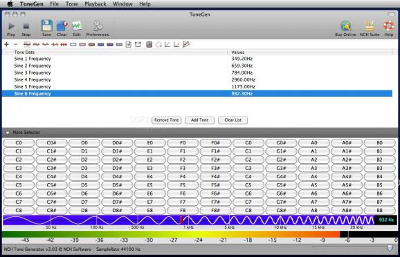 Tone Generator Software screenshot