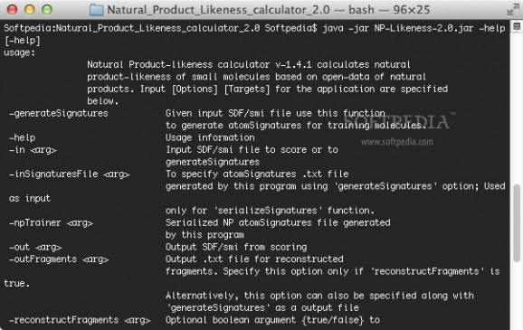 Natural product likeness calculator screenshot