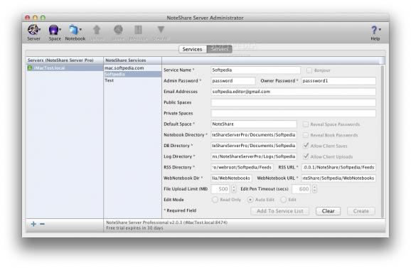 NoteShare Server Administrator screenshot