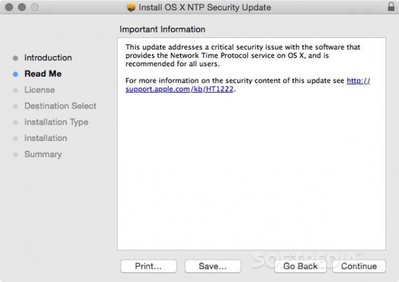OS X NTP Security Update screenshot