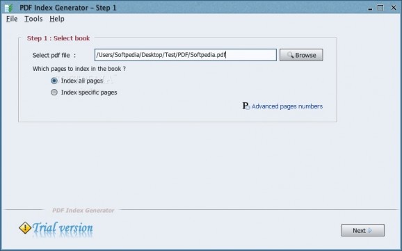 PDF Index Generator screenshot