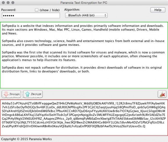 Paranoia Text Encryption screenshot