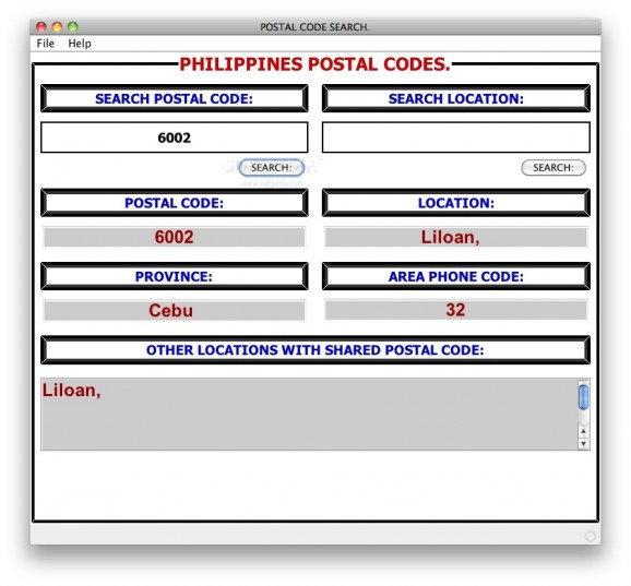 Philippines Postal Codes screenshot