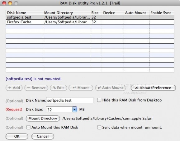 RAM Disk Utility Pro screenshot