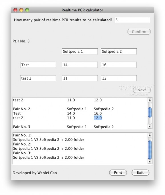 Realtime PCR calculator screenshot