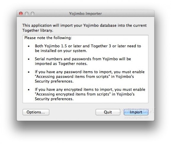 Yojimbo Importer screenshot