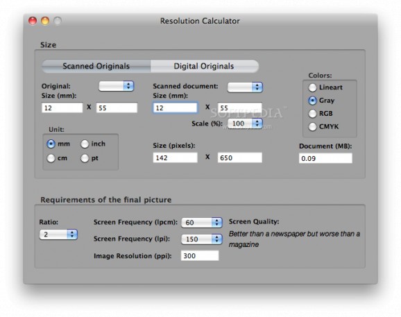 Resolution Calculator screenshot