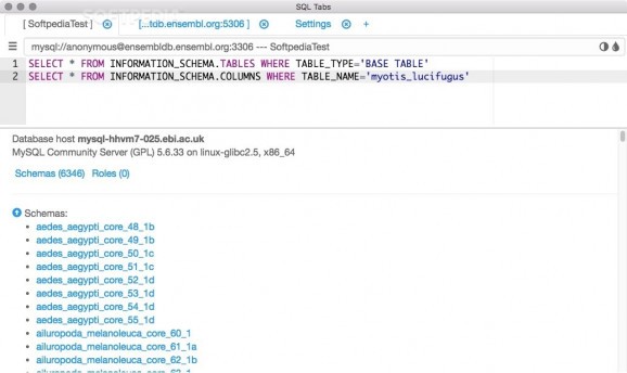 SQL Tabs screenshot