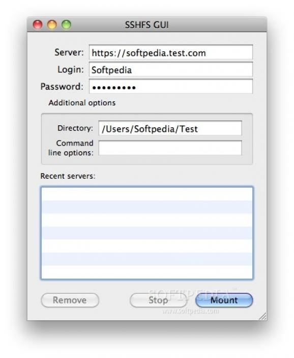 SSHFS GUI screenshot