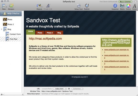 Sandvox screenshot