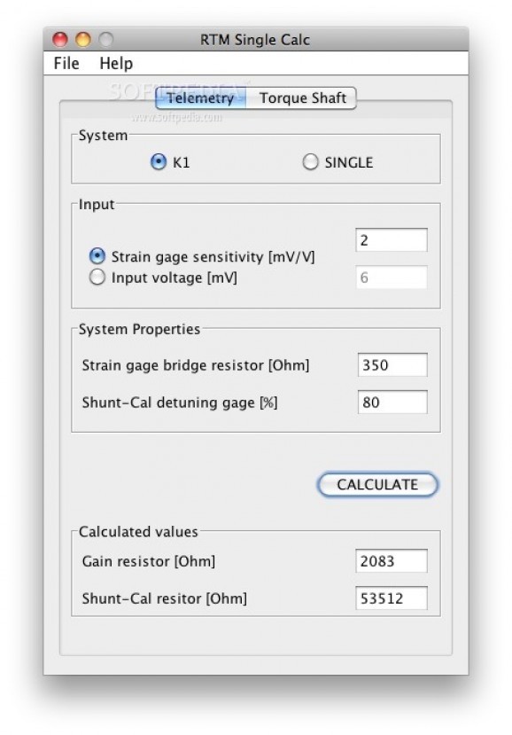 Single Channel Telemetry Calculation screenshot