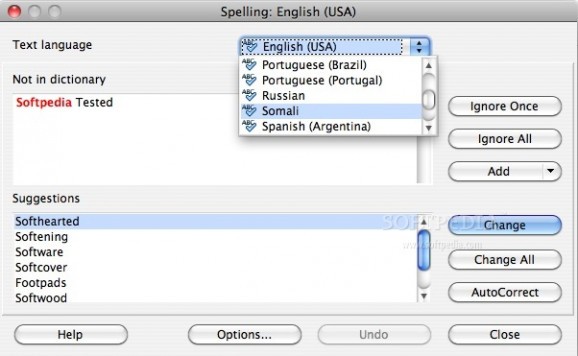 Somali language spell checker screenshot