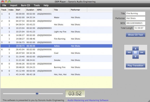 Sonoris DDP Player screenshot