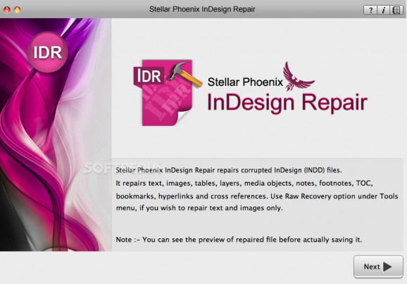 Stellar Phoenix InDesign Repair screenshot
