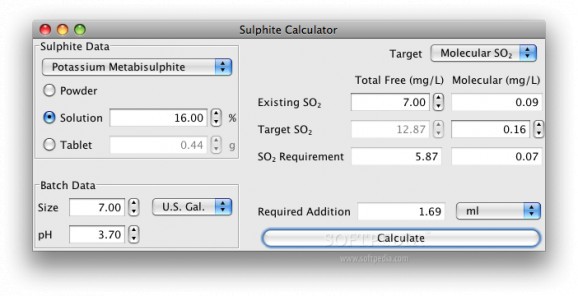 Sulphite Calculator screenshot