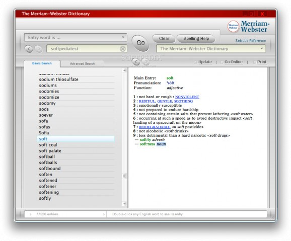 The Merriam-Webster Dictionary and Thesaurus screenshot