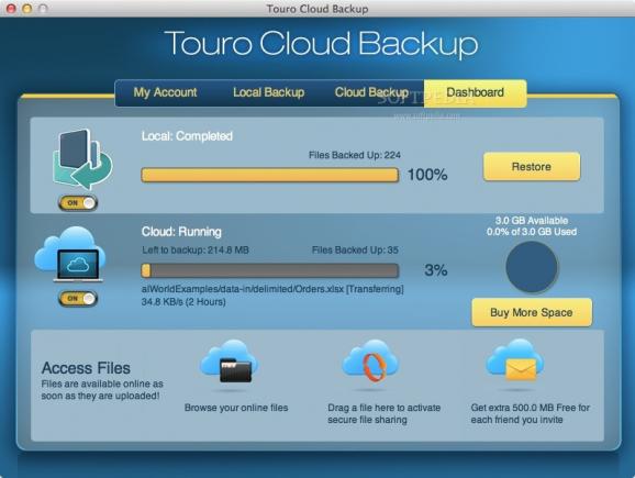 Touro Cloud Backup screenshot