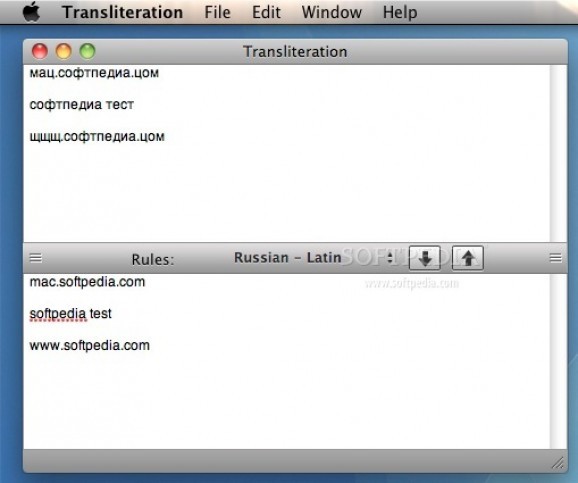 Transliteration screenshot