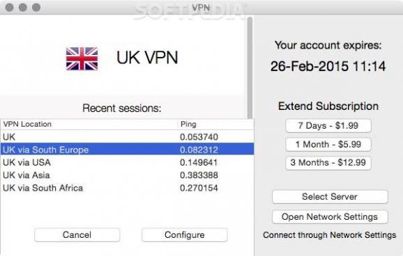 UK VPN screenshot
