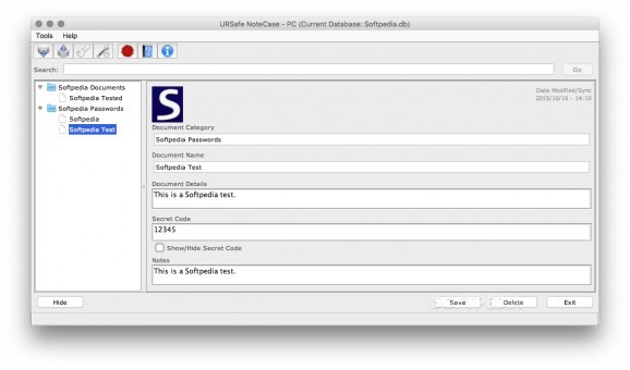 URSafe NoteCase-PC screenshot