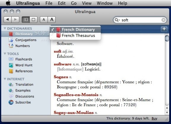 Ultralingua French Dictionary & Thesaurus screenshot