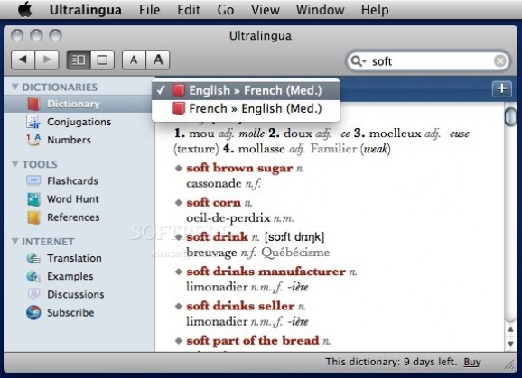 Ultralingua French-English Medical Dictionary screenshot