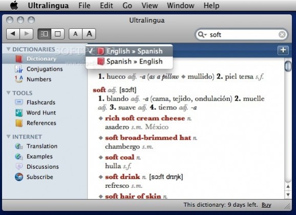 Ultralingua English-Spanish Dictionary screenshot