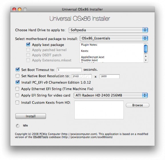 Universal OSx86 Installer screenshot
