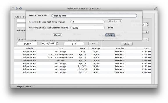Vehicle Maintenance Tracker (VMT) screenshot