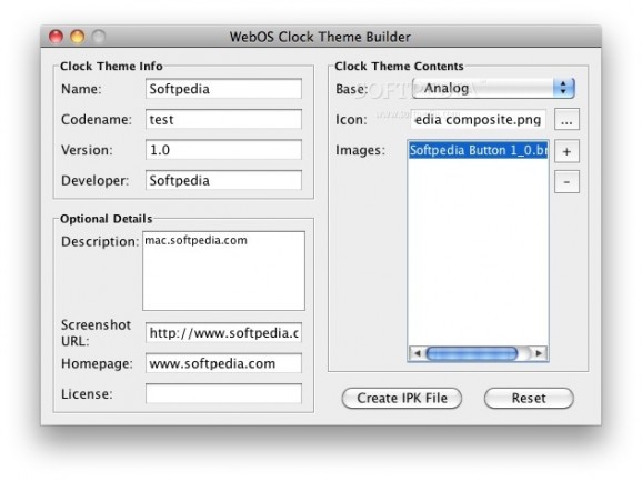 WebOS Clock Theme Builder screenshot