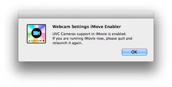 Webcam Settings iMovie Enabler screenshot