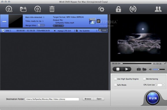 WinX DVD Ripper for Mac screenshot
