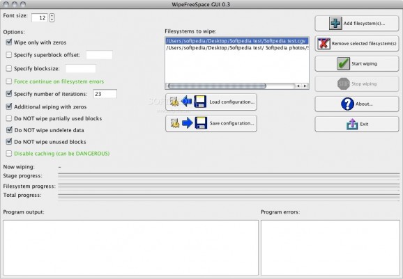 WipeFreeSpace GUI screenshot