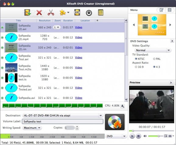 Xilisoft DVD Creator screenshot