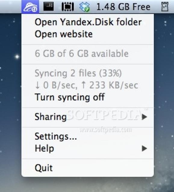 Yandex.Disk screenshot