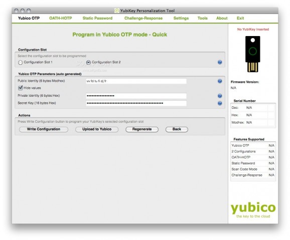 YubiKey Personalization Tool screenshot