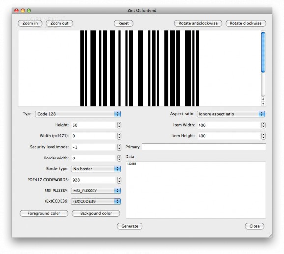 Zint Barcode Generator screenshot