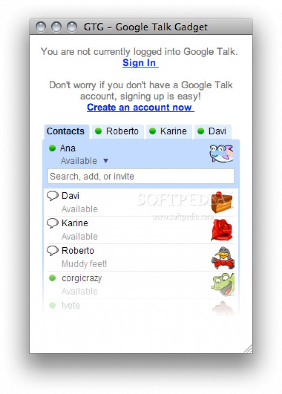 AIR Google Talk Gadget screenshot