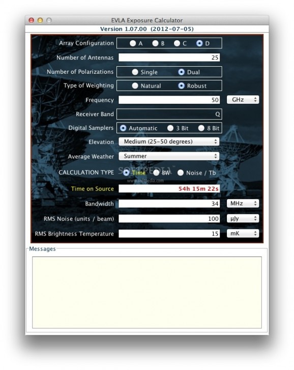 evlaExpoCalc screenshot
