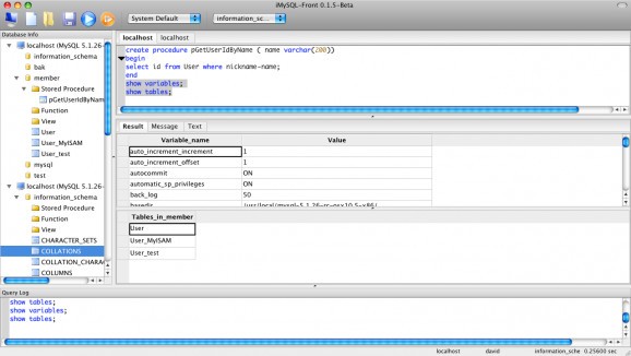 iMySQL-Front screenshot